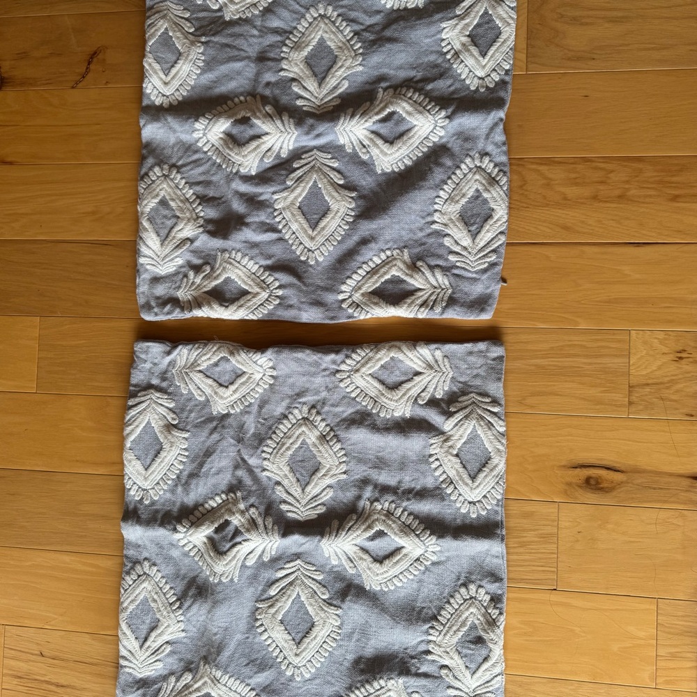 Serena and Lilly Gray and White Embroidered Euro Shams